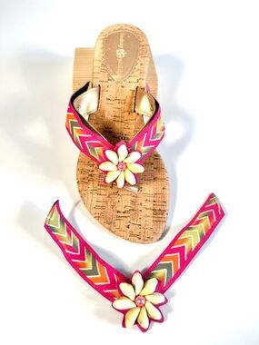 Lindsay Phillips SwitchFlops Island Flower Zig Zag Interchangeable Straps Sz M